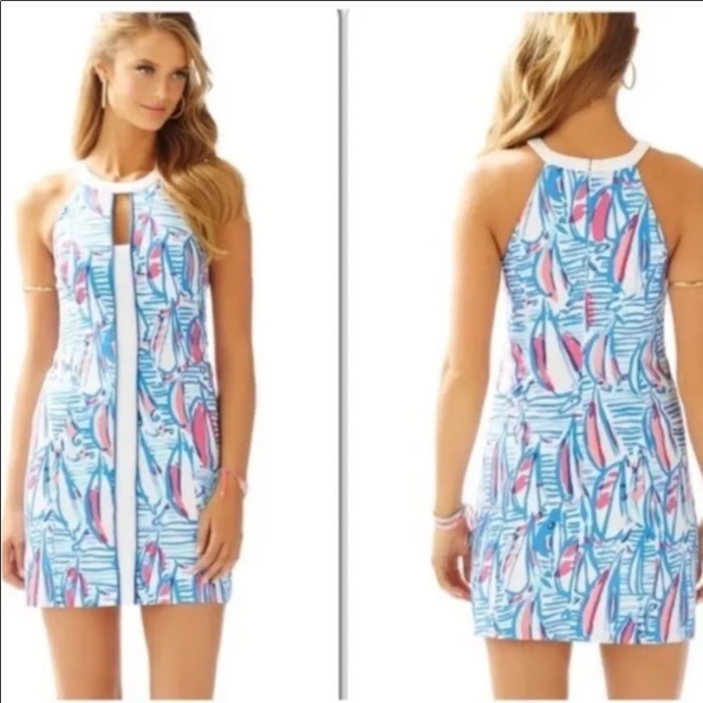Lilly Pulitzer Tropical Blue and Pink Mini Dress